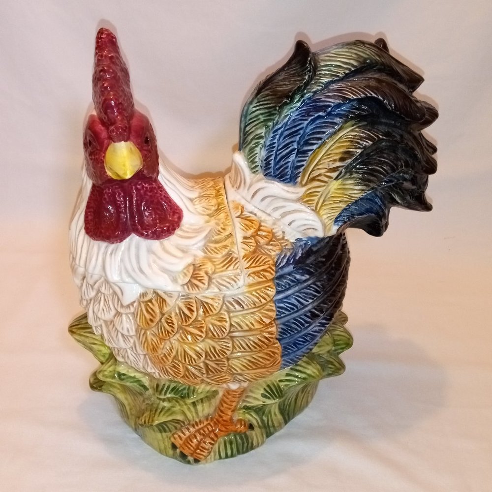 Vintage Hand Painted Ceramic Rooster Cookie Jar